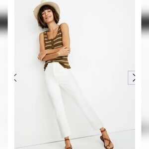 NWT MADEWELL The High-Rise Slim Boyjean in Tile White 32 Tall